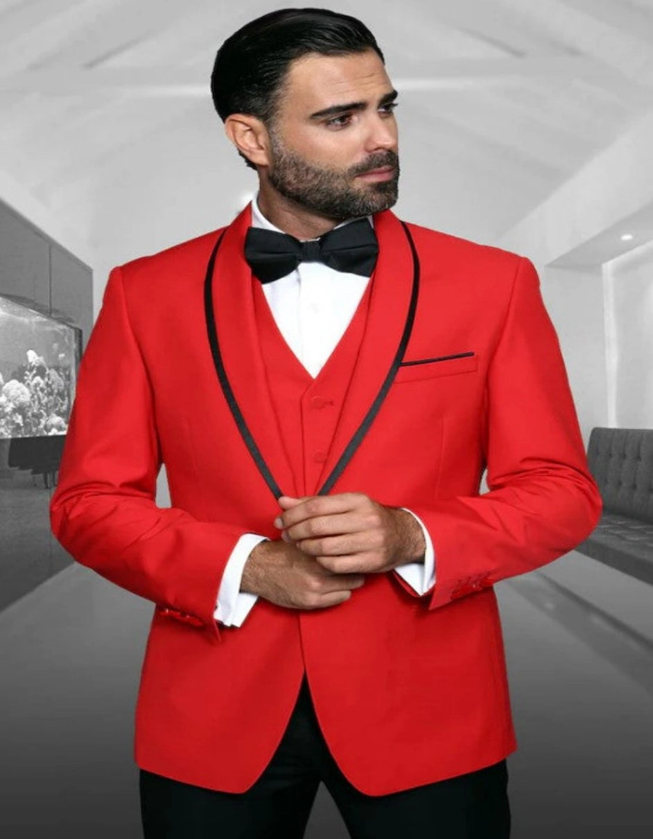 Sharp Red Tailored Tuxedo – Elevate Your Event Style Tonight.