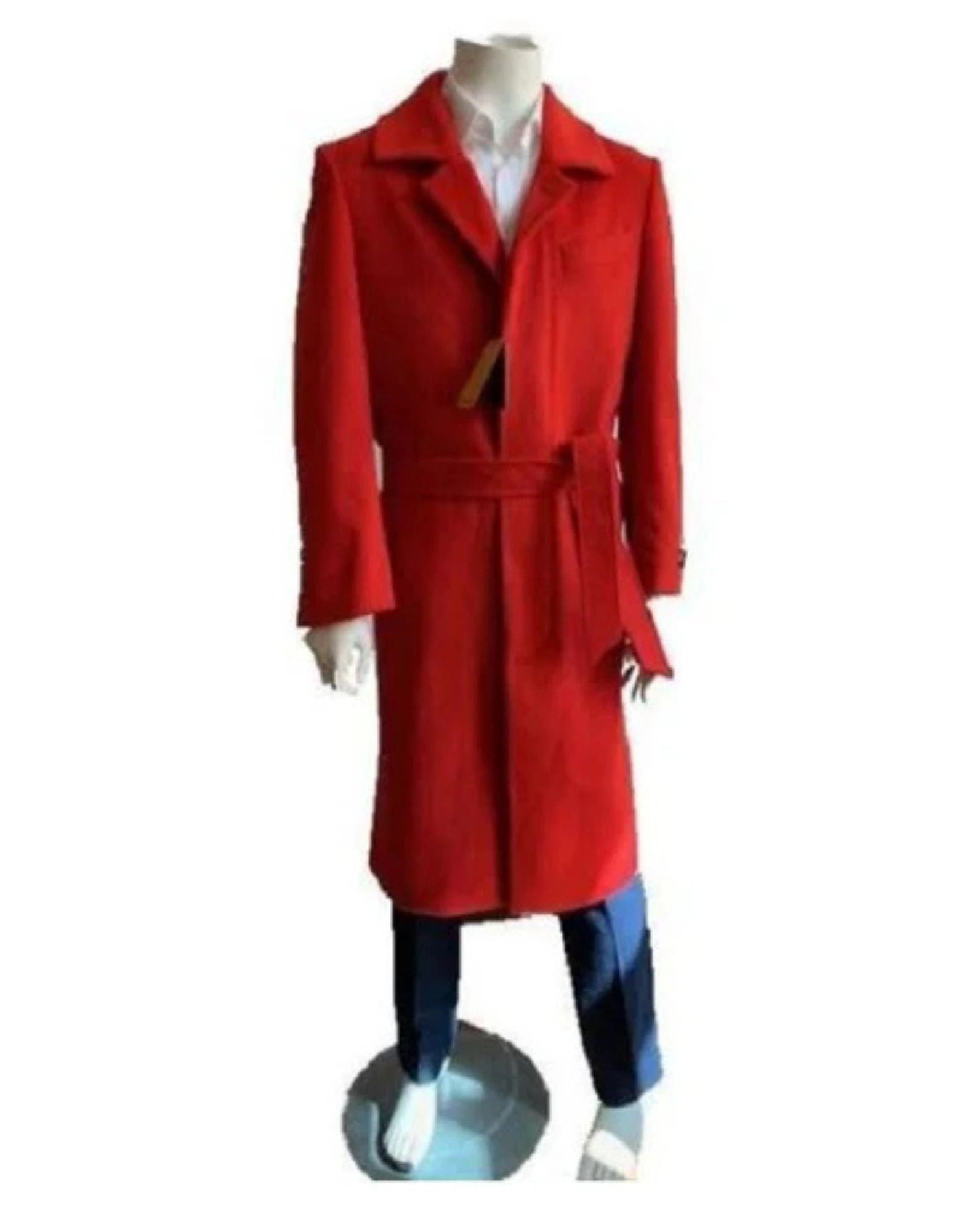 Classic Red Wool Trench Coat – A Timeless Layer for Men's Style.