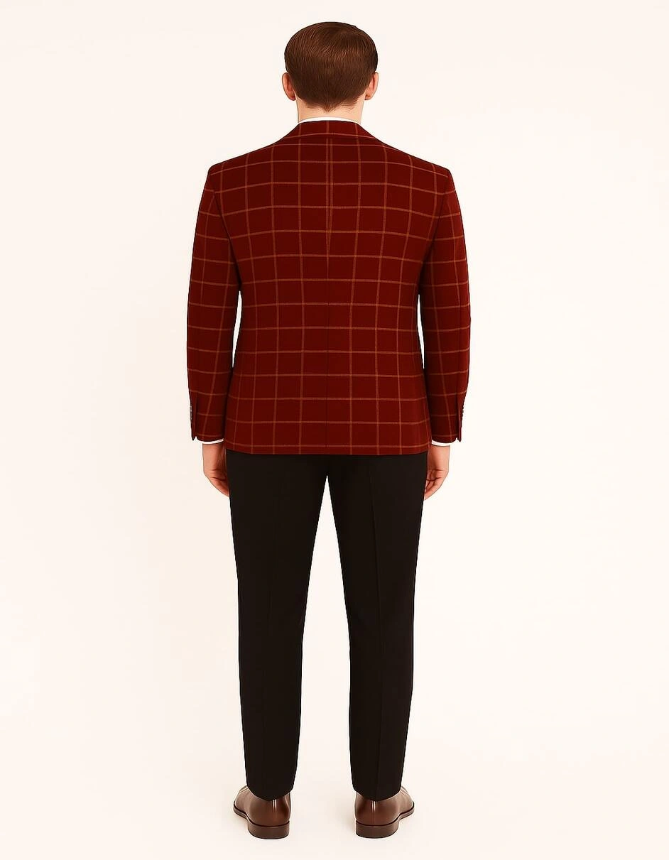 Crimson Velvet Tartan Blazer A Sartorial Statement for Festive Nights and Beyond